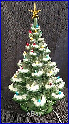Vintage Large Ceramic Christmas Tree Light 22 High Snow Capped Marked MM 84
