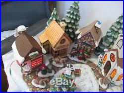Vintage Large Ceramic Mold Christmas Village With Trees Base Reindeer Figures +
