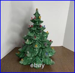 Vintage Large Ceramic Mold Lighted MCM Molded Christmas Tree Colorful Lights 17
