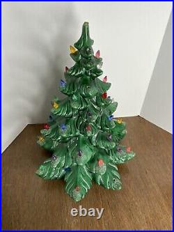 Vintage Large Ceramic Mold Lighted MCM Molded Christmas Tree Colorful Lights 17