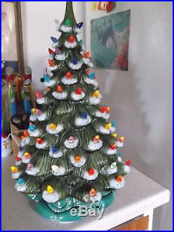 Vintage Large Lighted Ceramic Christmas Tree 18 Inches Tall