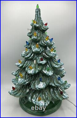 Vintage Large Nowell Mold Flocked Ceramic Christmas Tree 16 Inches Read