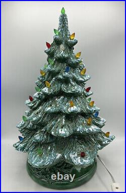 Vintage Large Nowell Mold Flocked Ceramic Christmas Tree 16 Inches Read
