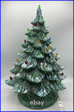 Vintage Large Nowell Mold Flocked Ceramic Christmas Tree 16 Inches Read