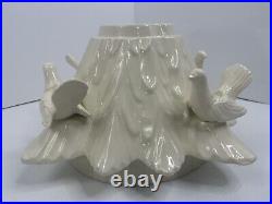 Vintage Large White Ceramic Christmas Tree Base Only with Birds Candle Holders