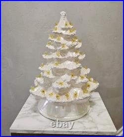 Vintage Large White Light Up Christmas Tree 17 with Base 1970s Yellow Birds Vintage Large White Light Up Christmas Tree 17 with Base 1970s Yellow Birds