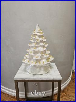 Vintage Large White Light Up Christmas Tree 17 with Base 1970s Yellow Birds Vintage Large White Light Up Christmas Tree 17 with Base 1970s Yellow Birds