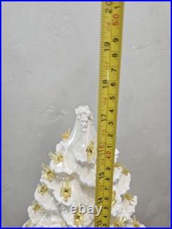 Vintage Large White Light Up Christmas Tree 17 with Base 1970s Yellow Birds