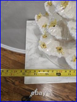 Vintage Large White Light Up Christmas Tree 17 with Base 1970s Yellow Birds