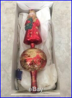 Vintage Lauscha Glass Santa Christmas Tree Topper Made In Germany 12