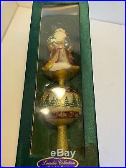 Vintage Lauscha Glass Santa Christmas Tree Topper Made In Germany 12 WithBox
