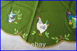 Vintage Lee Wards 12 Days Of Christmas Tree Skirt Completed From Kit Ub