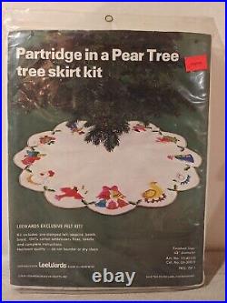 Vintage Lee Wards Christmas Tree Skirt Kit Partridge In A Pear Tree NEW RARE