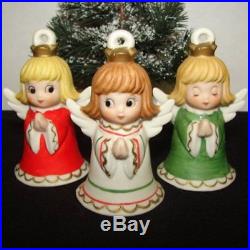 Vintage Lefton ANGEL GIRL Bell Figurines or ornaments with Christmas Tree