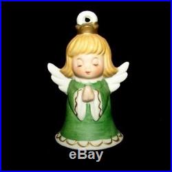 Vintage Lefton ANGEL GIRL Bell Figurines or ornaments with Christmas Tree