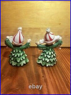 Vintage Lefton Ceramic Christmas Tree Girl And Boy Figurines Japan