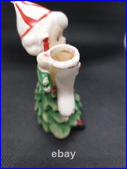 Vintage Lefton Ceramic Christmas Tree Girl And Boy Figurines Japan