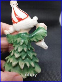 Vintage Lefton Ceramic Christmas Tree Girl And Boy Figurines Japan