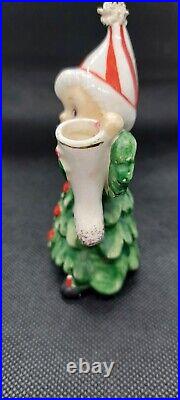 Vintage Lefton Ceramic Christmas Tree Girl And Boy Figurines Japan