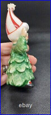 Vintage Lefton Ceramic Christmas Tree Girl And Boy Figurines Japan