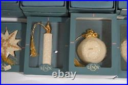 Vintage Lenox Blue Box Annual Christmas Tree Ornament Lot 1988-1998 24 Ct Gold
