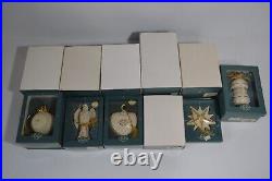 Vintage Lenox Blue Box Annual Christmas Tree Ornament Lot 1988-1998 24 Ct Gold