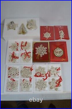 Vintage Lenox Flat Snowflake China 12 Days of Christmas Tree Ornaments & Pierced