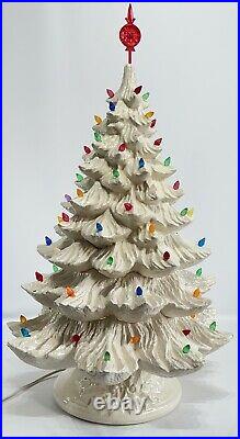 Vintage Lg 26 White Nowell Mold Ceramic Christmas Tree Bulbs Birds Angel Stars