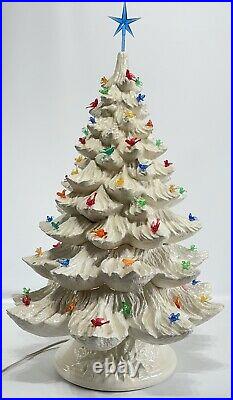 Vintage Lg 26 White Nowell Mold Ceramic Christmas Tree Bulbs Birds Angel Stars