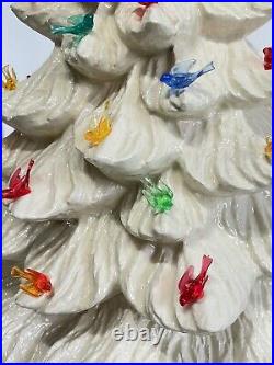 Vintage Lg 26 White Nowell Mold Ceramic Christmas Tree Bulbs Birds Angel Stars