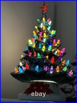 Vintage Light-up Ceramic Christmas Tree 15 Inches Tall