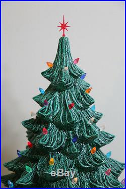 Vintage Lighted 2 Piece Nowell Ceramic Christmas Tree 17 High
