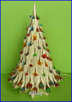 Vintage Lighted Ceramic Christmas 20 Tree Atlantic Mold Doves Butterflies MOP