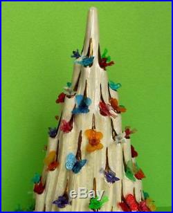 Vintage Lighted Ceramic Christmas 20 Tree Atlantic Mold Doves Butterflies MOP