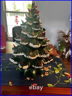 Vintage Lighted Ceramic Christmas Tree 16 Atlantic Mold Tree & Base 1974