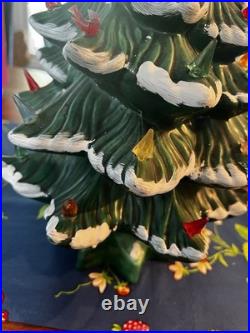Vintage Lighted Ceramic Christmas Tree 16 Atlantic Mold Tree & Base 1974