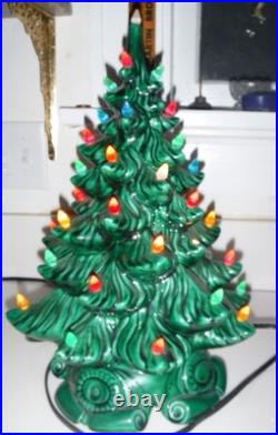Vintage Lighted Ceramic Christmas Tree And Base-16.5 Atlantic Mold M. K. 1972 Vintage Lighted Ceramic Christmas Tree And Base-16.5 Atlantic Mold M. K. 1972
