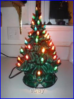 Vintage Lighted Ceramic Christmas Tree And Base-16.5 Atlantic Mold M. K. 1972 Vintage Lighted Ceramic Christmas Tree And Base-16.5 Atlantic Mold M. K. 1972