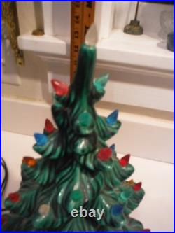 Vintage Lighted Ceramic Christmas Tree And Base-16.5 Atlantic Mold M. K. 1972