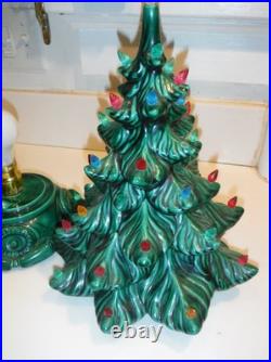 Vintage Lighted Ceramic Christmas Tree And Base-16.5 Atlantic Mold M. K. 1972