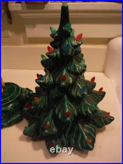 Vintage Lighted Ceramic Christmas Tree And Base-16.5 Atlantic Mold M. K. 1972 Vintage Lighted Ceramic Christmas Tree And Base-16.5 Atlantic Mold M. K. 1972