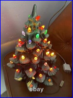 Vintage Lighted Ceramic Christmas Tree, Lighted, 3 Piece, 16Tall