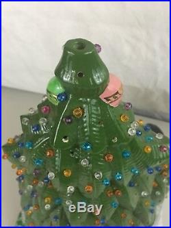 Vintage Lighted Ceramic Christmas Tree With Ornaments Carolers 15 Silent Night