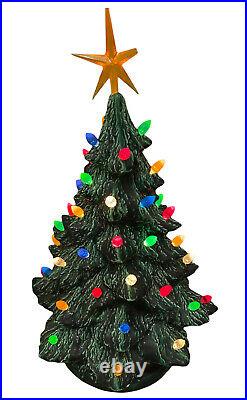 Vintage Lighted Christmas Tree Green 16-17Ceramic Tree Foliage Base
