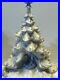 Vintage Lighted White Ceramic Christmas Tree Inset Nativity 17 Tall