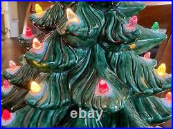 Vintage Listar Ceramic Light Up Christmas Tree with Musical Base 19 Tall