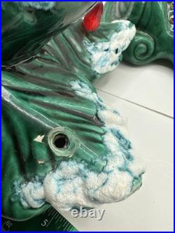 Vintage Lit Ceramic Christmas Tree Snow Lights Music Box Base 18 tall