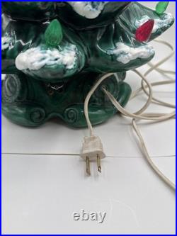 Vintage Lit Ceramic Christmas Tree Snow Lights Music Box Base 18 tall