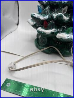 Vintage Lit Ceramic Christmas Tree Snow Lights Music Box Base 18 tall