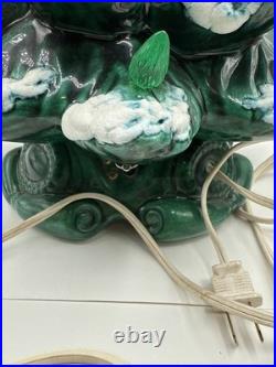 Vintage Lit Ceramic Christmas Tree Snow Lights Music Box Base 18 tall